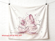 Dior Pink Baby Shoes Flannel Sofa Throw Blanket D371